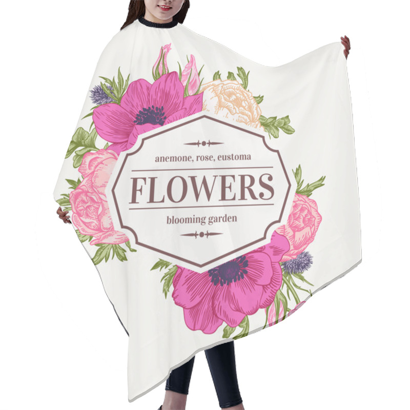 Personality  Frame With Summer Flowers. Hair Cutting Cape