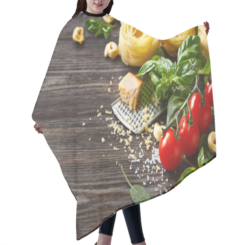 Personality  Italian Food Ingredients. Hair Cutting Cape