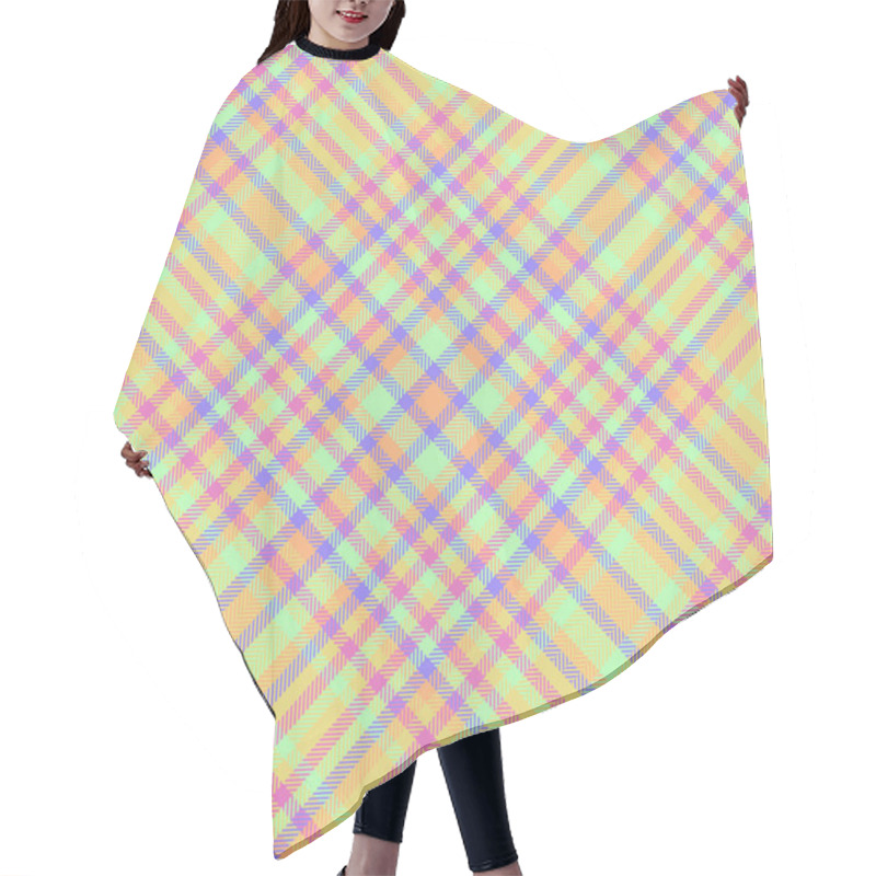 Personality  Cowboy Texture Pattern Check, Random Tartan Background Textile. Dye Seamless Plaid Fabric Vector In Yellow And Light Colors Palette. Hair Cutting Cape