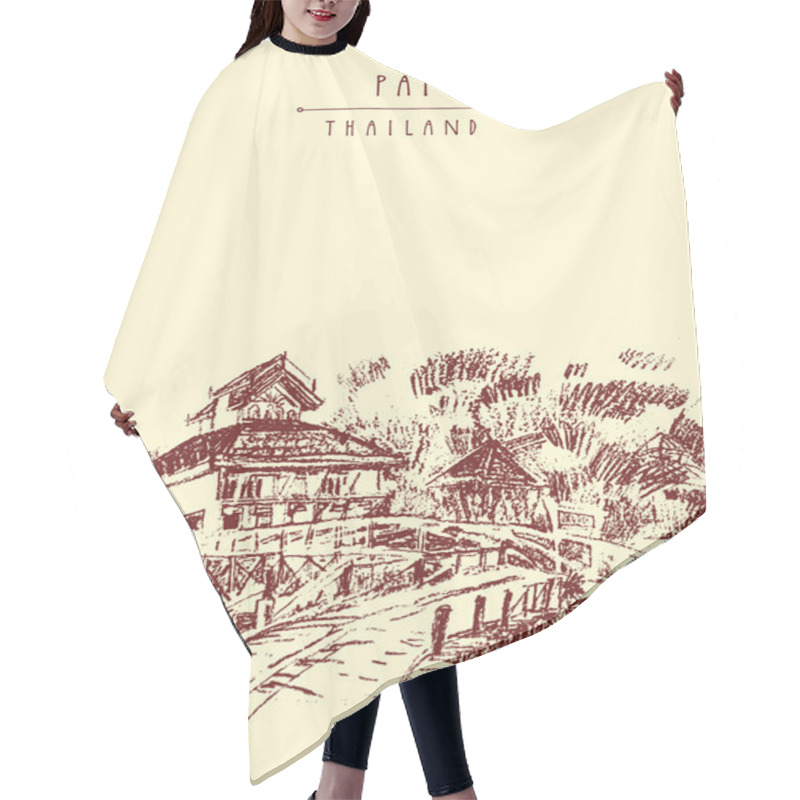 Personality  Hotel And Bamboo Bridge Postcard Hair Cutting Cape