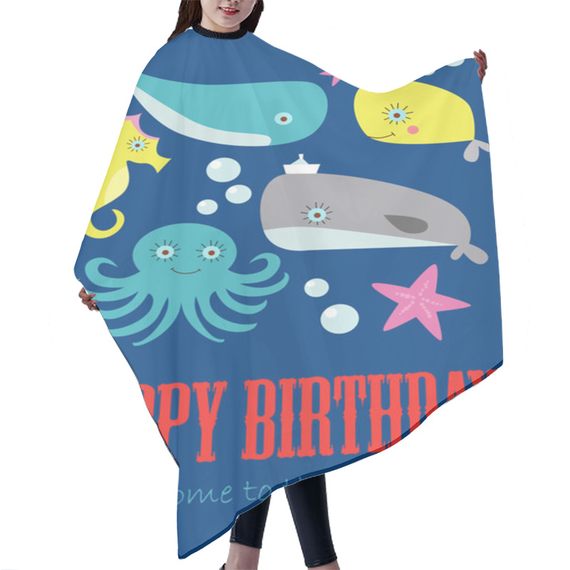 Personality  Happy Birthday Card Hair Cutting Cape