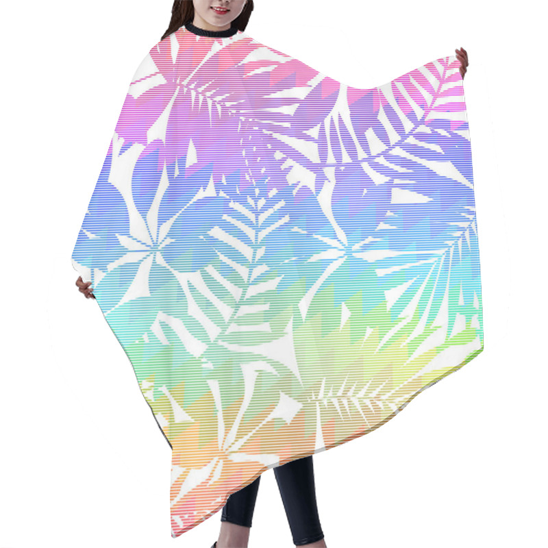 Personality  Tropical Leaf Chevron Rainbow Seamless Pattern Hair Cutting Cape