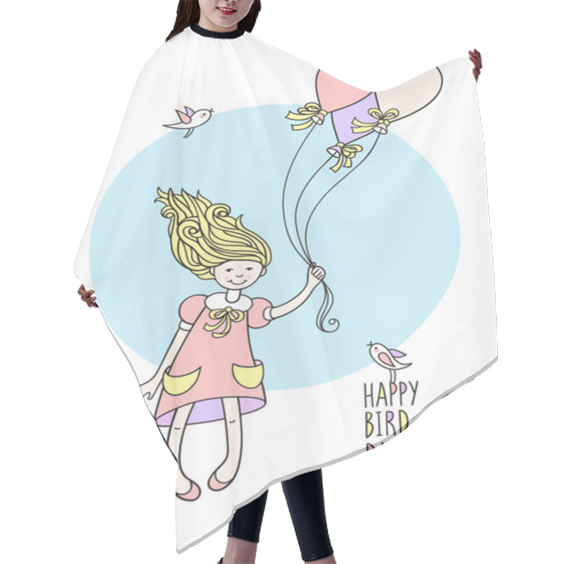 Personality  Sweet Little Girl Flying In The Sky Hair Cutting Cape