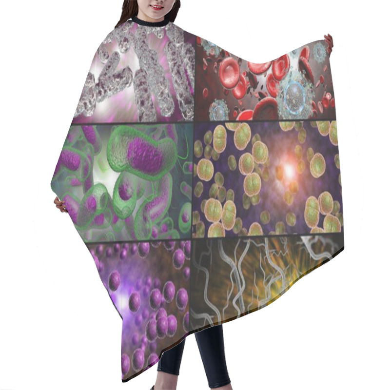 Personality  Bacteria Infection Collage Hair Cutting Cape