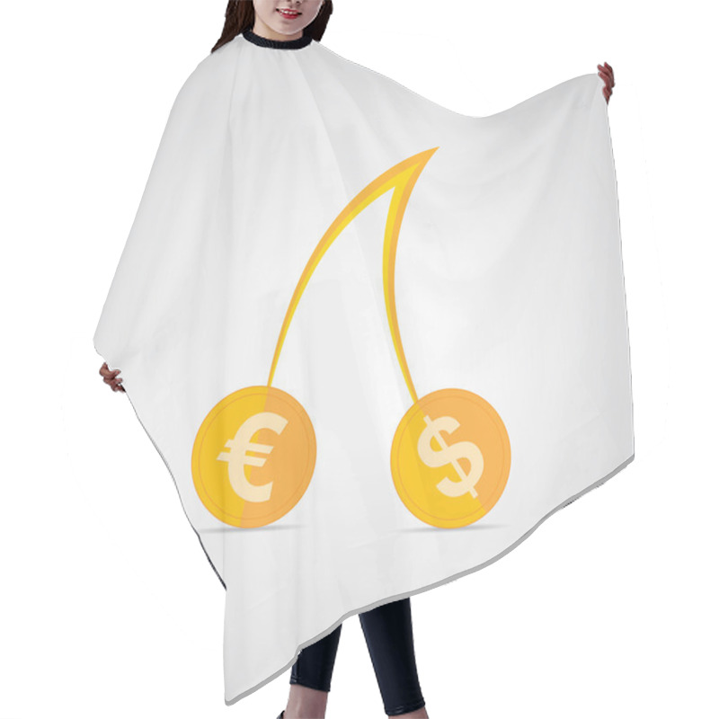 Personality  Cherries With Dollar And Euro Coins Instead Of The Berries. Vector Illustration. Hair Cutting Cape