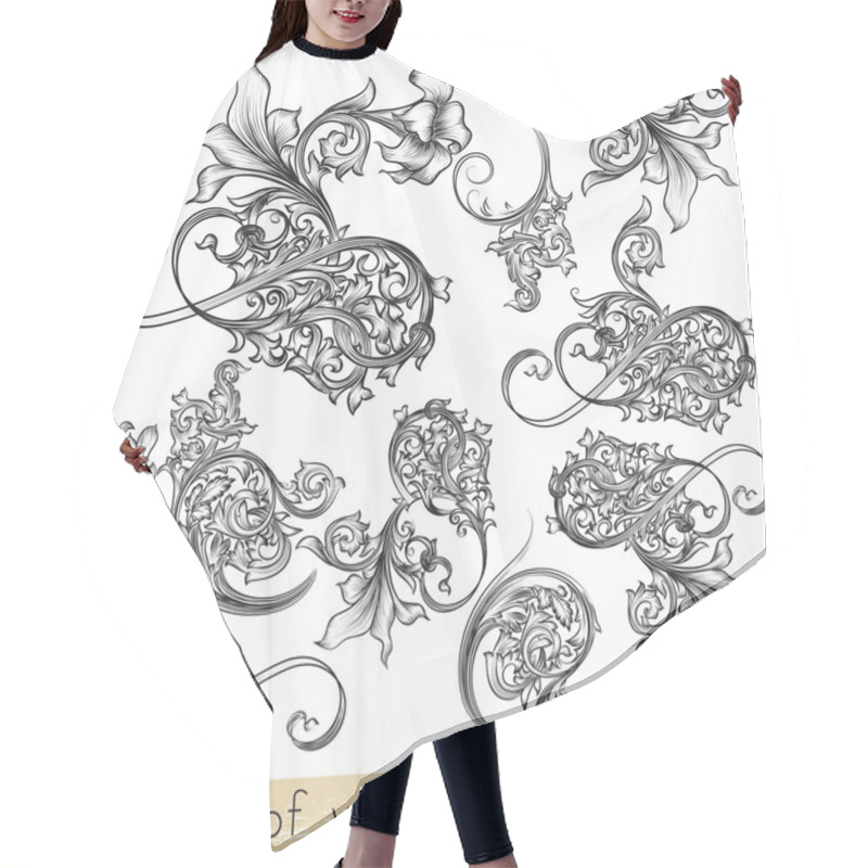 Personality  Set Of Vector Calligraphic Flourishes And Swirls Hair Cutting Cape