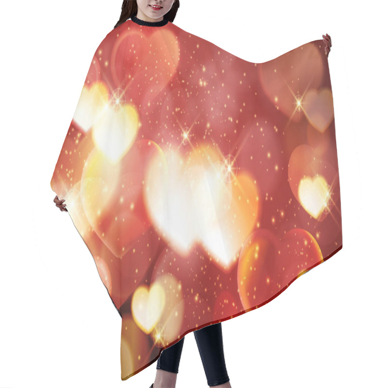 Personality  Valentine's Day, Romantic Red Bokeh Background With Glowing Hear Hair Cutting Cape