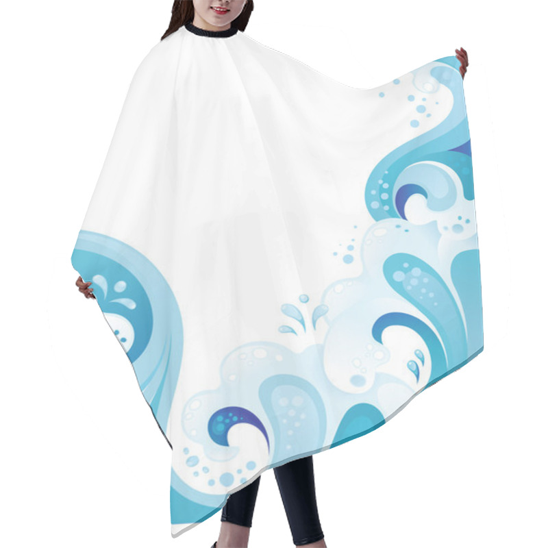 Personality  Abstract Sea Wavy Background. Water Splash Design Hair Cutting Cape