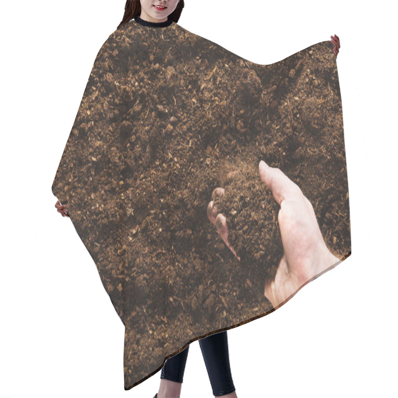 Personality  Fertile Garden Soil Texture Background Top View Hair Cutting Cape