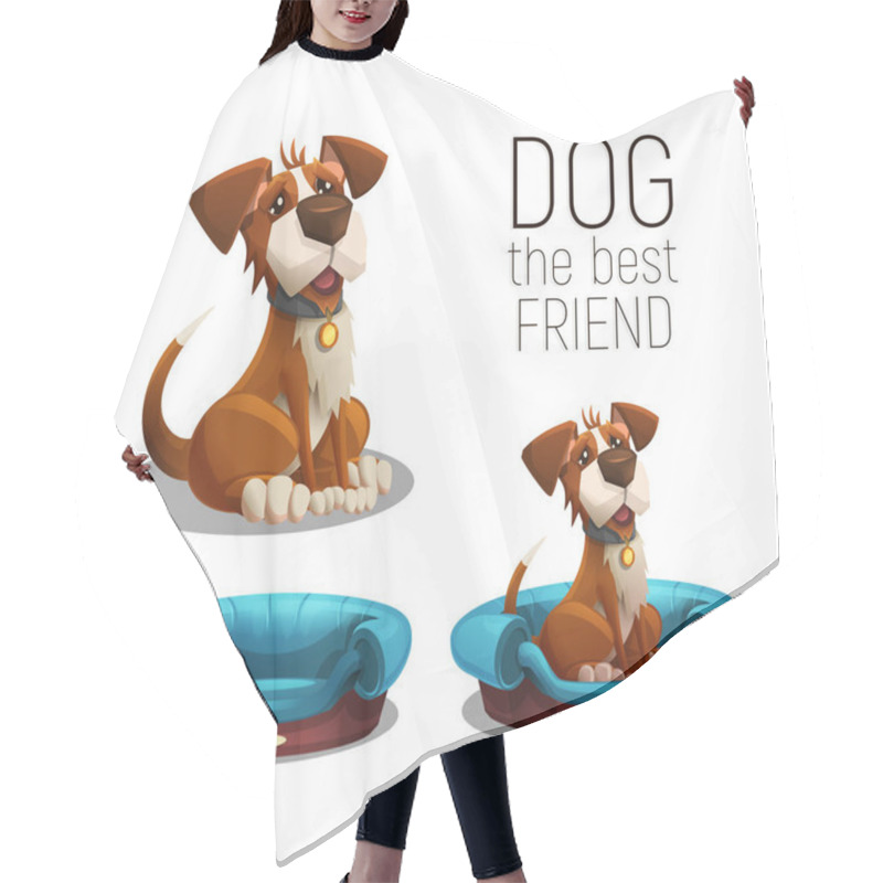 Personality  Cute Happy Dogs Sitting  Hair Cutting Cape