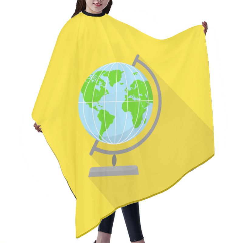 Personality  Geography Globe Icon, Flat Style Hair Cutting Cape