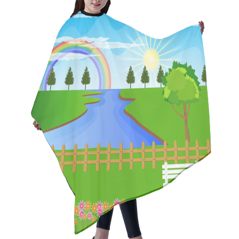 Personality  Beautiful Landscape Background Vector Hair Cutting Cape