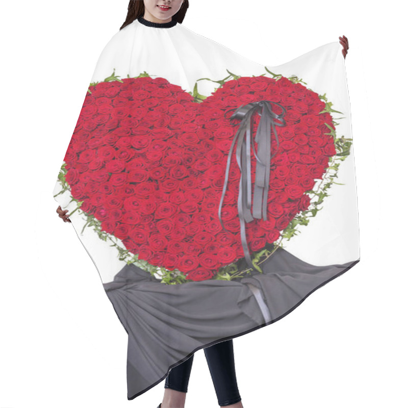 Personality  Funeral Wreath Of Red Roses In The Shape Of A Heart, Isolated On White Background Hair Cutting Cape