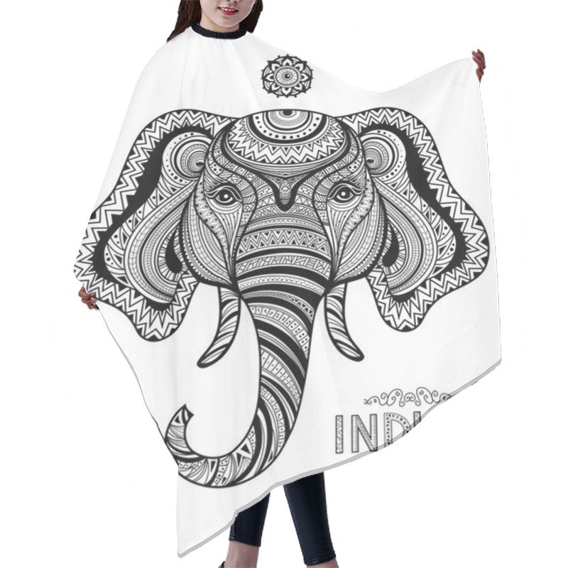 Personality  Zentangle Style Monochrome Sketch Elephant Hair Cutting Cape