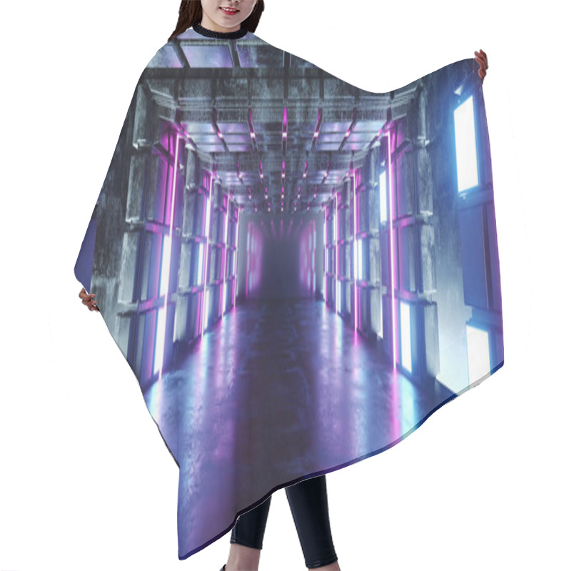 Personality  Alien Spaceship Futuristic Sci Fi Modern Neon Glowing Purple Pin Hair Cutting Cape