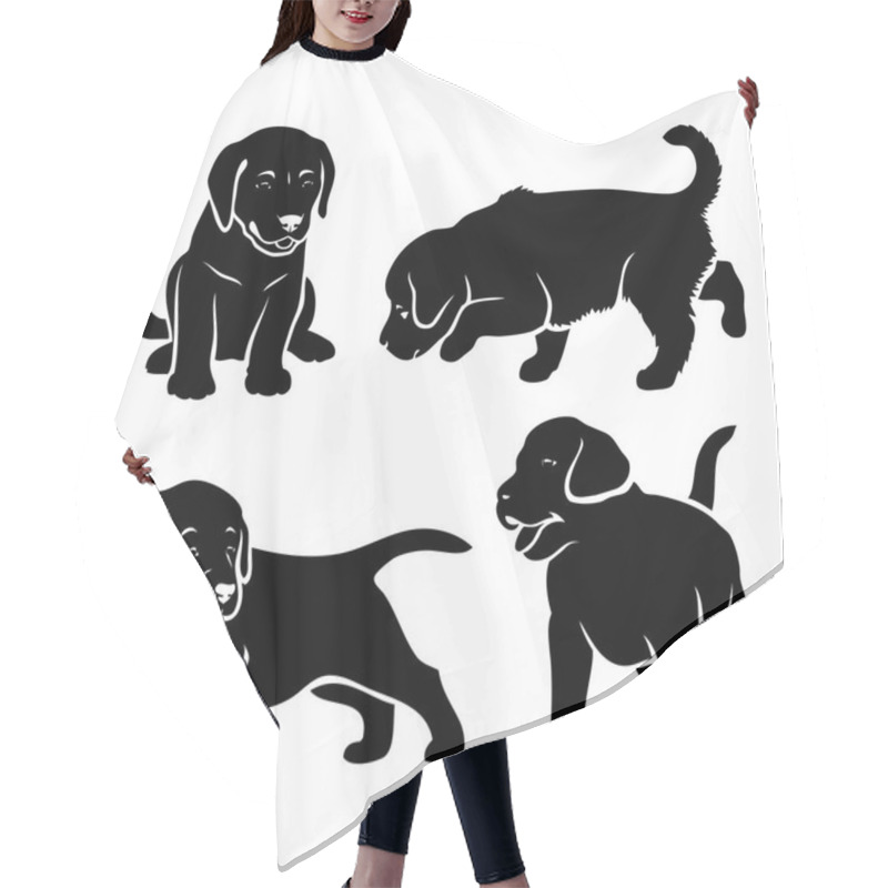 Personality  Labrador Puppies Monochrome Icon Set  Hair Cutting Cape