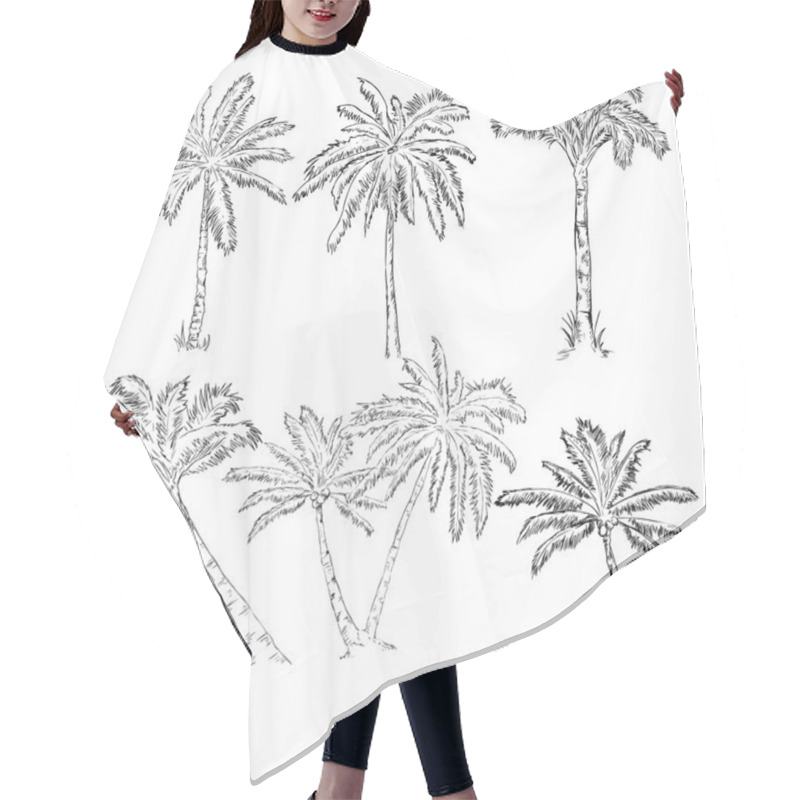 Personality  Set Of Sketch Palm Trees Hair Cutting Cape