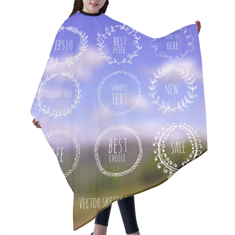 Personality  Circle Floral Borders On Blurred Background. Hair Cutting Cape