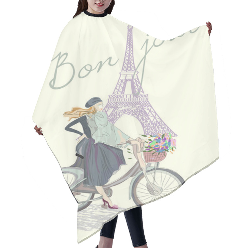 Personality  Fashion Girl On The Bike Hair Cutting Cape