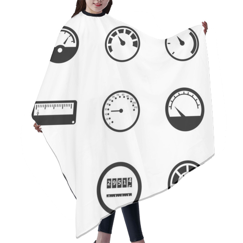 Personality  Vector Black Meter Icons Set Hair Cutting Cape