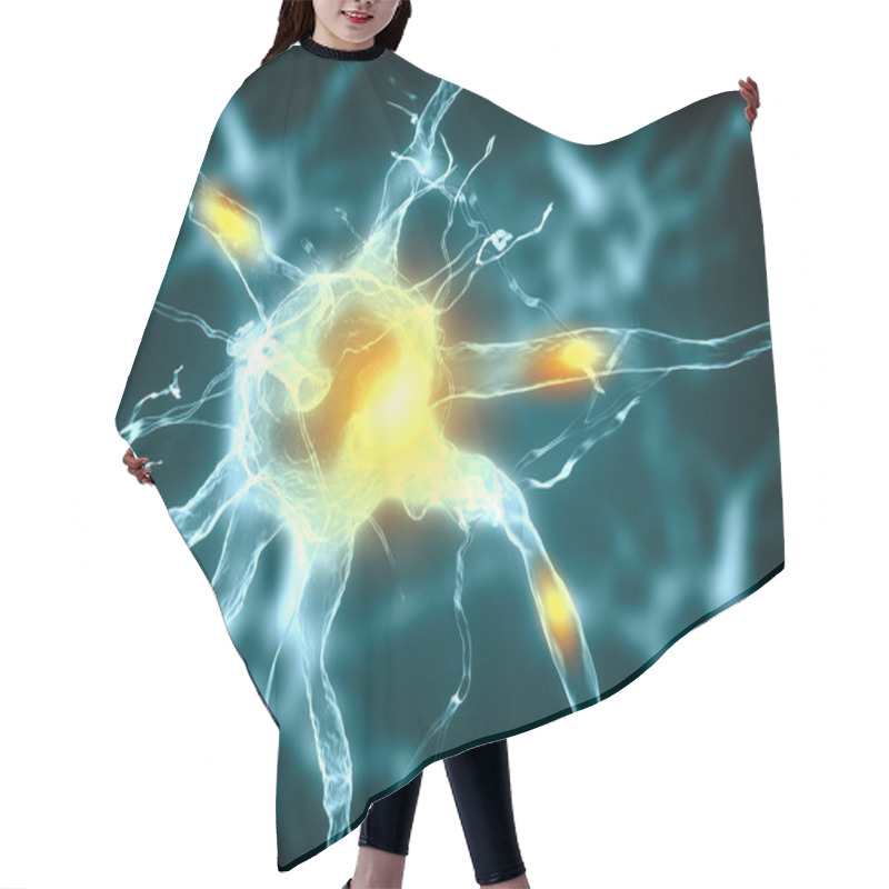 Personality  Illustration Of A Nerve Cell Hair Cutting Cape