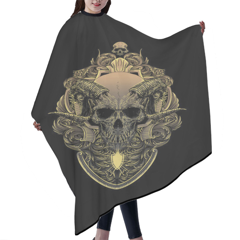 Personality  Skull With Ornament Vector Illustration Hair Cutting Cape