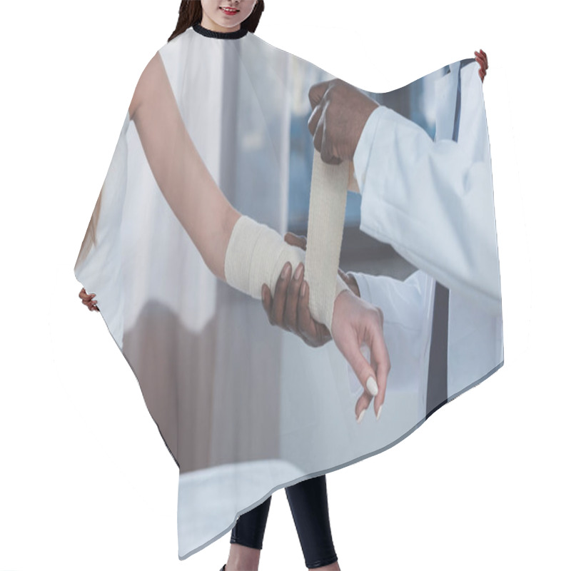 Personality  Doctor Bandaging Patient Hand Hair Cutting Cape