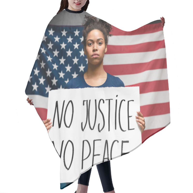 Personality  Black Woman Standing With Placard NO JUSTICE NO PEACE Hair Cutting Cape