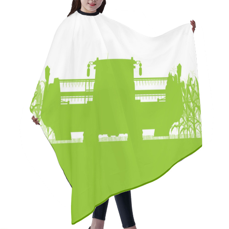 Personality  Corn Field Harvesting With Combine Harvester Green Ecology Organ Hair Cutting Cape