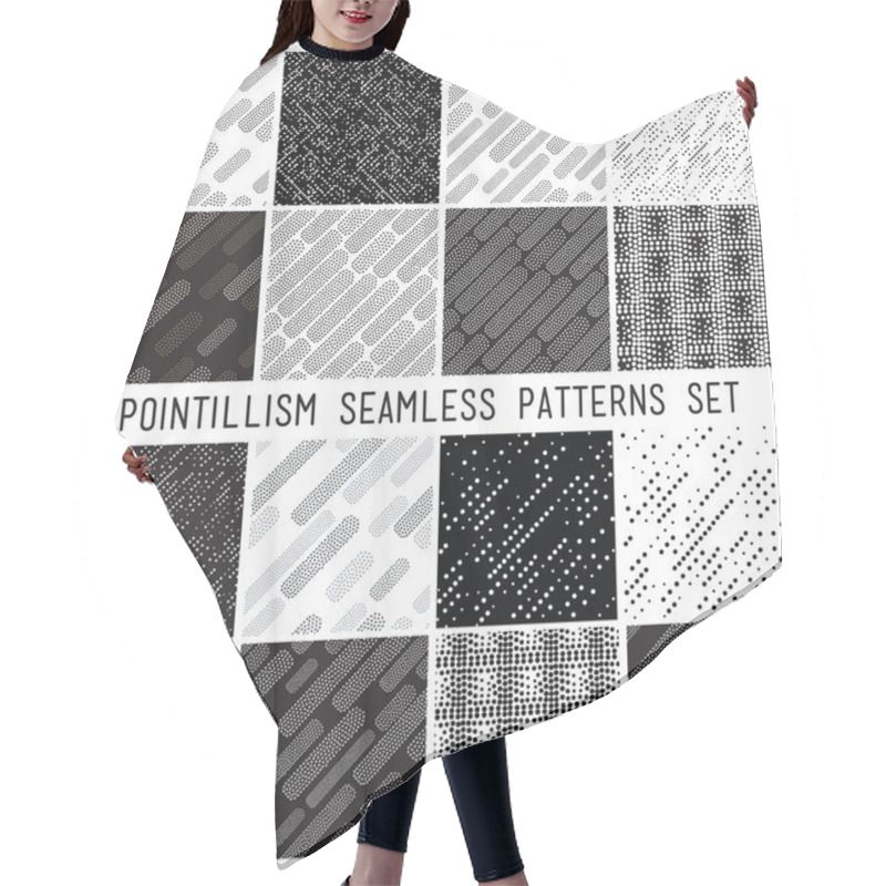 Personality  Vector Lineal Geometric Seamless Patterns Set Hair Cutting Cape