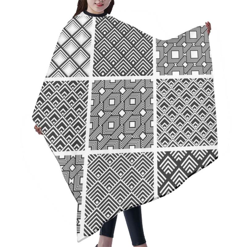 Personality  Black And White Geometric Seamless Patterns Hair Cutting Cape