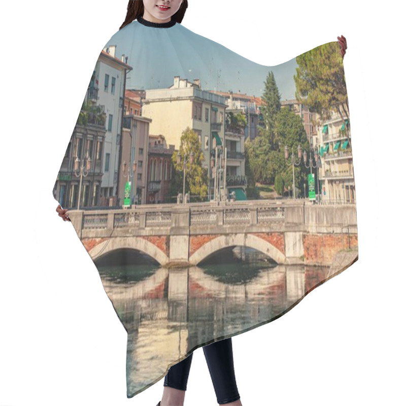 Personality  Treviso, Italy 1 January 2025: Scenic View Of A Bridge Spanning The Cagnan Grande Canal In Treviso, Italy, Featuring Reflections Of Buildings And Trees In The Water Hair Cutting Cape