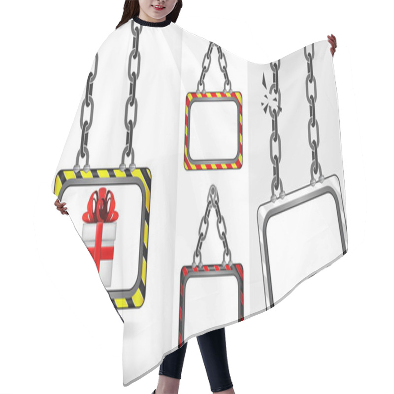 Personality  Gift Box On Chain Hanged Board Collection Vector Hair Cutting Cape