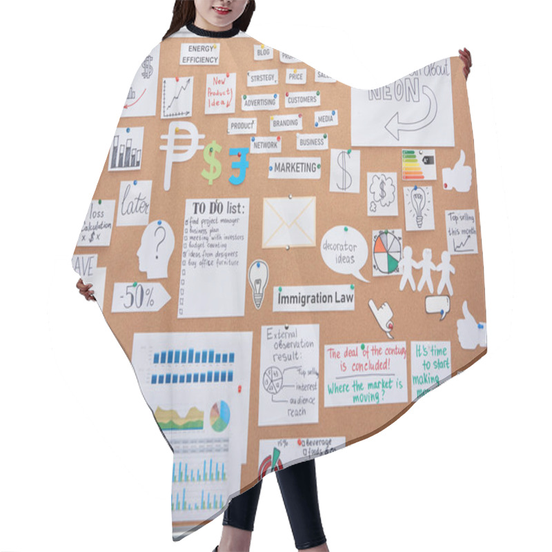 Personality  Top View Of Office Brainstorm Board With Cards Hair Cutting Cape