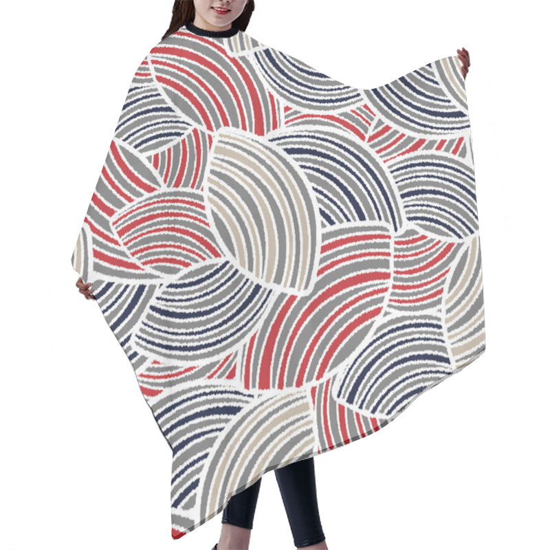 Personality  Seamless Abstract Geometric Pattern Of Random Arcuate Stripes. Hair Cutting Cape