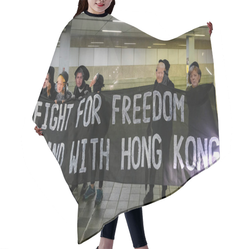 Personality  Protests During The General Strike In Hong Kong, Sep 2019. Hair Cutting Cape