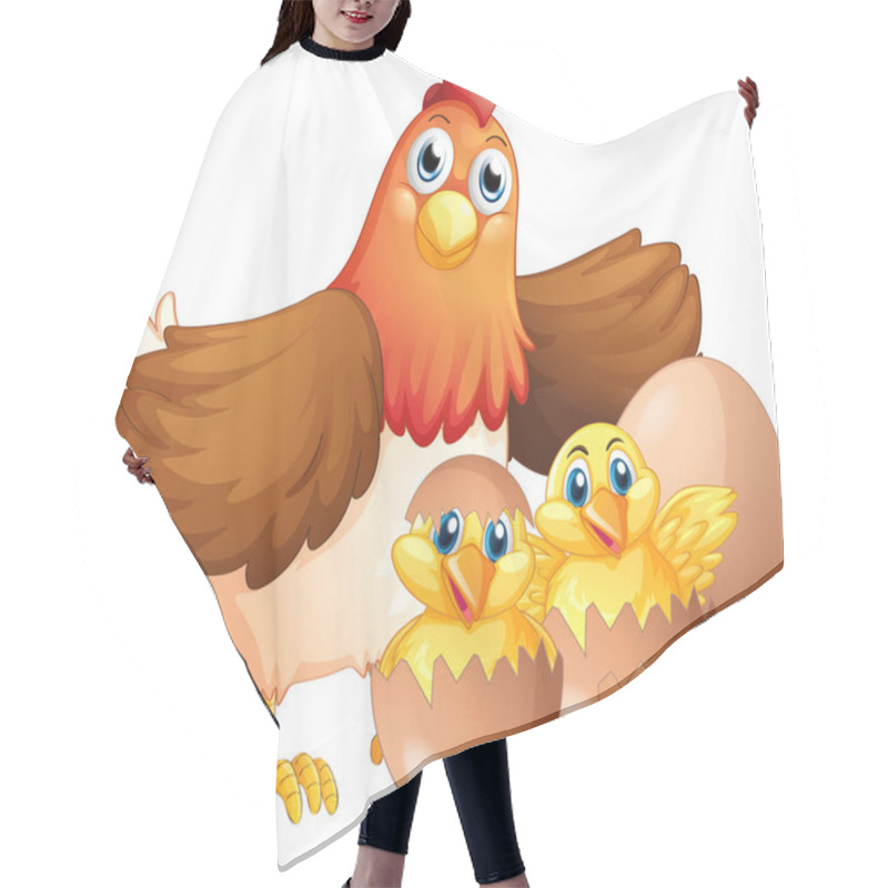 Personality  Mother Hen And Two Chicks Hair Cutting Cape