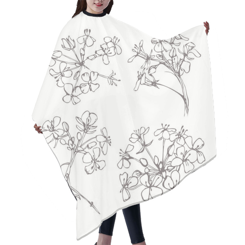 Personality  Set Of Monochrome Flowers Hair Cutting Cape