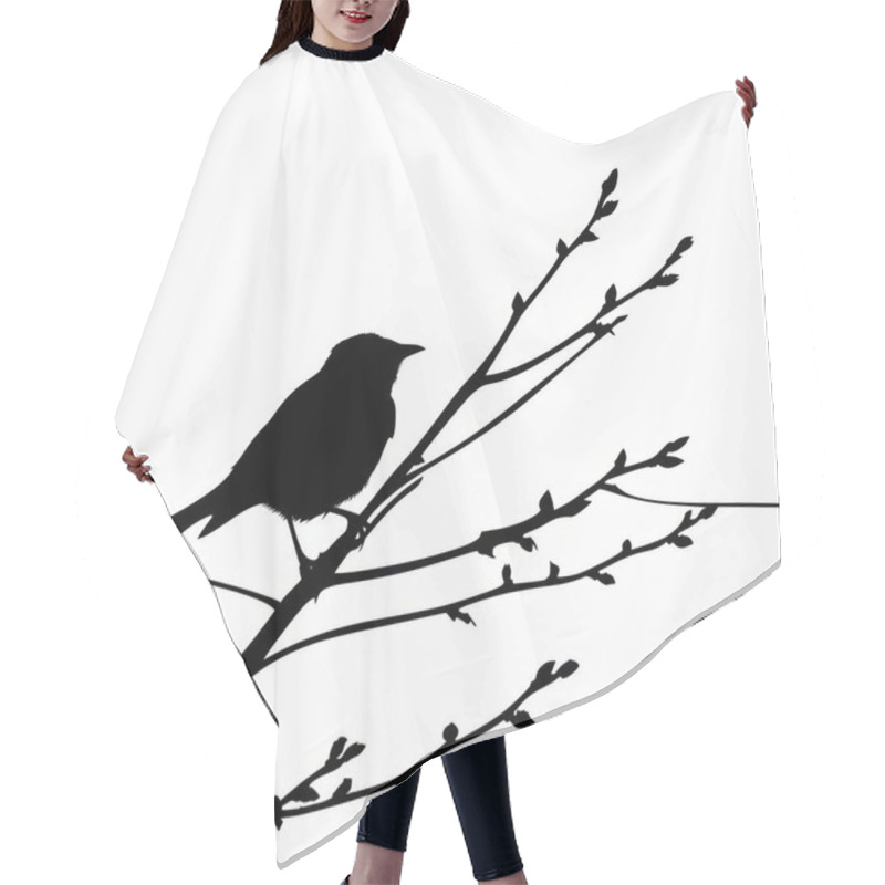 Personality  A Striking Silhouette Of A Bird Perched Delicately On A Branch, Showcasing Nature's Beauty In Simplicity. Hair Cutting Cape