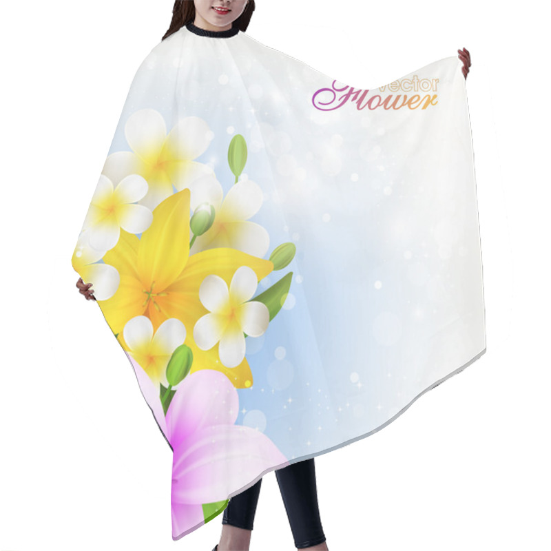 Personality  Beautiful Flowers Background, Vector Illustration With Lilies -  Hair Cutting Cape