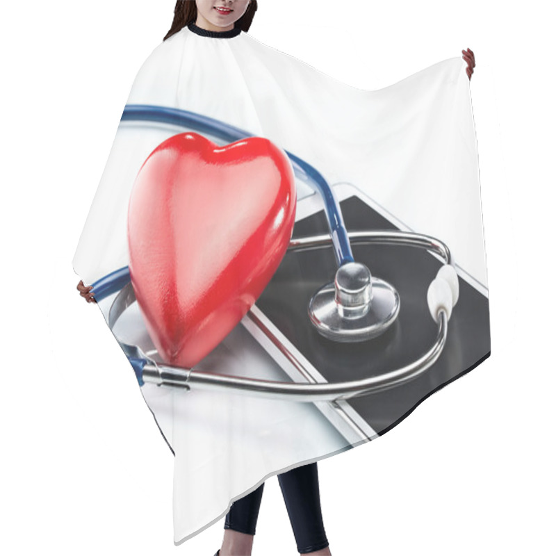 Personality  Heart Disease Research, Stethoscope ,heart Shape And Digital Tab Hair Cutting Cape