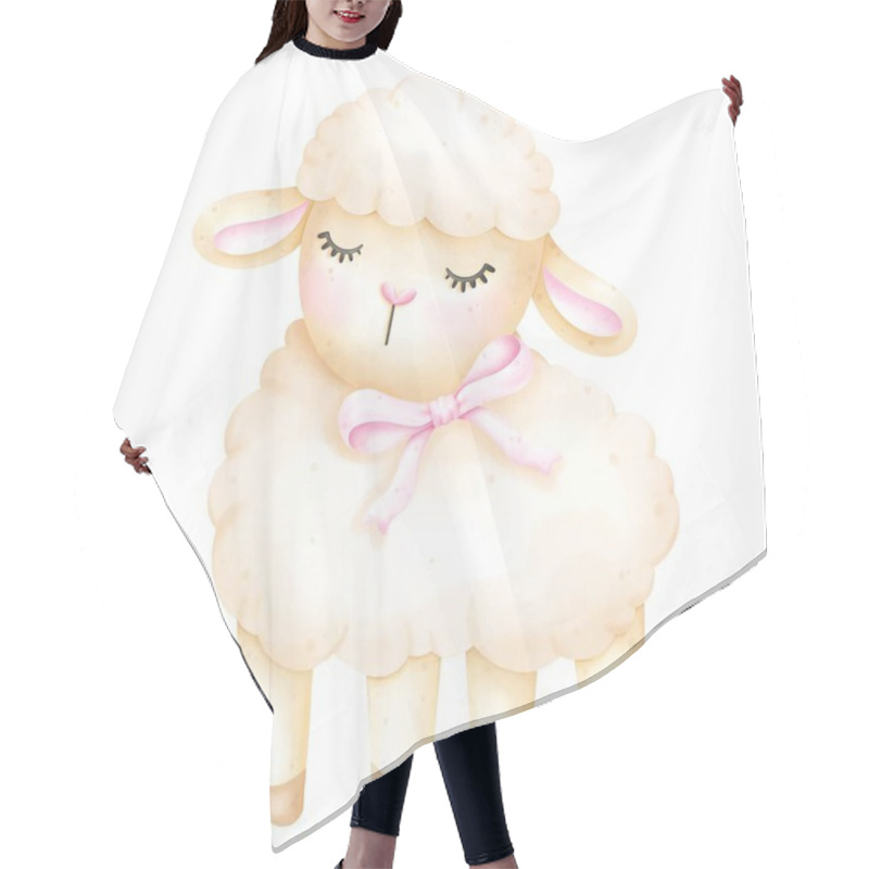 Personality  Funny Lamb With Cute Smile, Element For Greeting Card, Wallpaper, Packaging, Banner, Fabric. Hair Cutting Cape