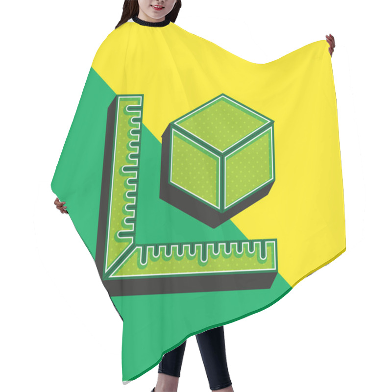 Personality  3d Printing Measure Green And Yellow Modern 3d Vector Icon Logo Hair Cutting Cape