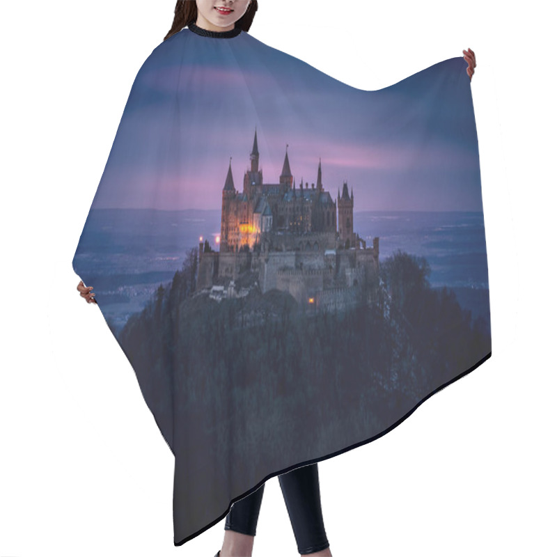 Personality  Night View Of Hohenzollern Castle In The Swabian Alps - Baden-Wurttemberg, Germany Hair Cutting Cape