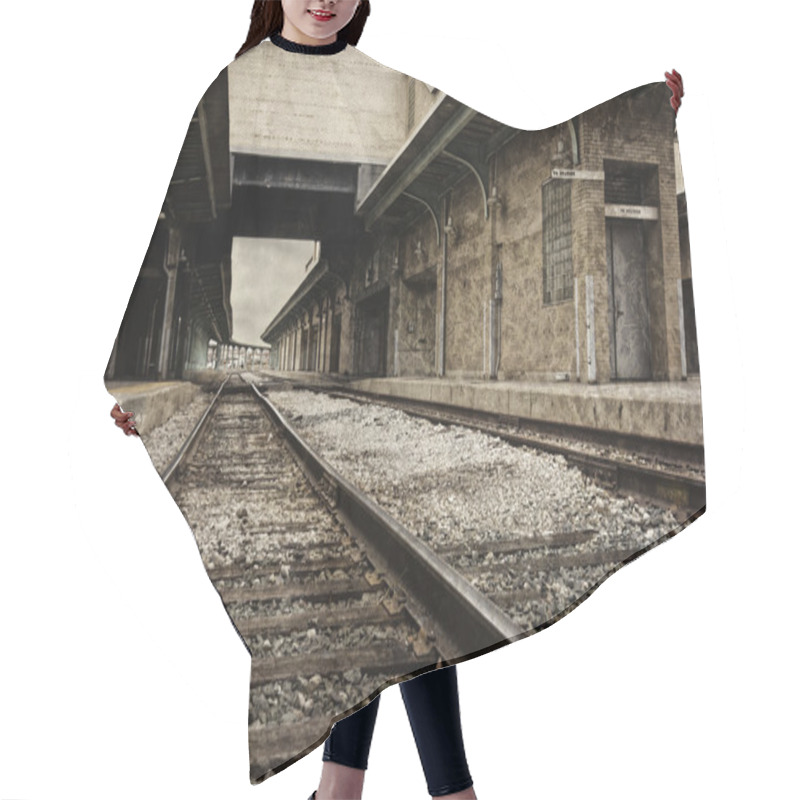 Personality  Decaying Train Station Hair Cutting Cape