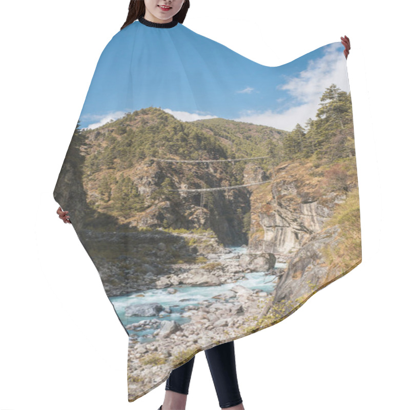 Personality  Hanging Bridges Over Mountain River Hair Cutting Cape