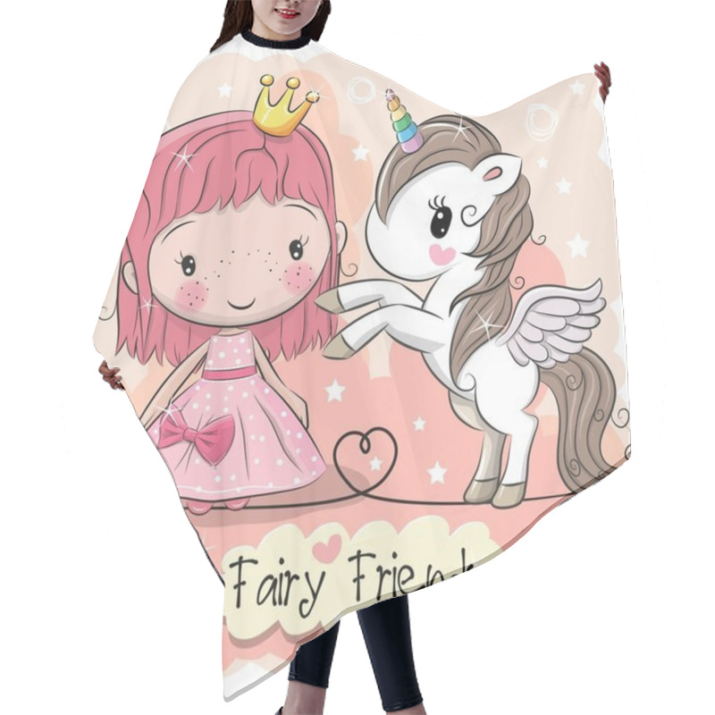 Personality  Cute Cartoon Fairy Tale Princess And Unicorn Hair Cutting Cape