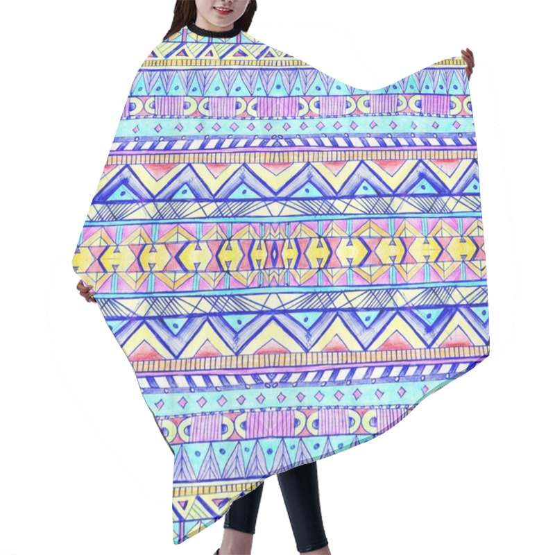 Personality  Seamless Geometric Pattern In Aztec Style. Hair Cutting Cape