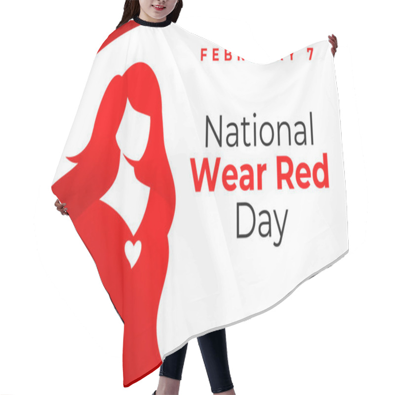 Personality  National Wear Red Day Vector Banner. Beautiful Woman Wearing Red Dress. American Heart Association Bring Attention To Heart Disease. National Wear Red Day February 7 Concept. Hair Cutting Cape