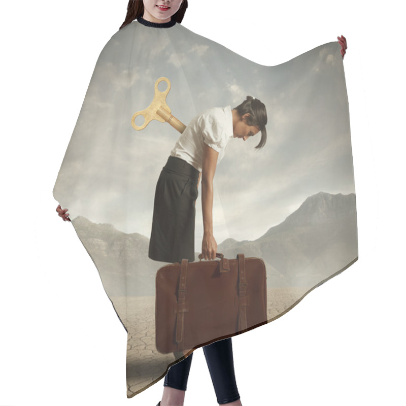 Personality  Exhausted Businesswoman Hair Cutting Cape